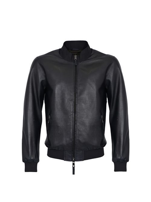 Giacca Derek Seamless in pelle Blu navy LEATHER AUTHORITY | DEREK SEAMLESS16